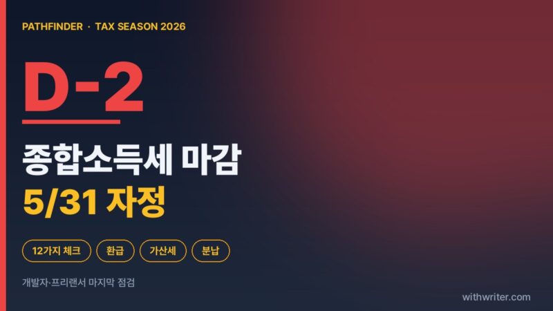 2026 종합소득세 마감 D-2 — 개발자·프리랜서 12가지 최종 체크리스트