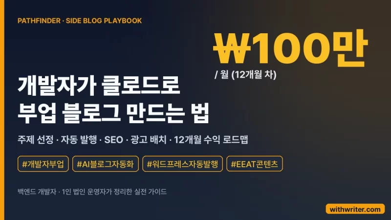 개발자가 클로드로 부업 블로그 만드는 법 — 월 100만 원까지의 12개월 로드맵