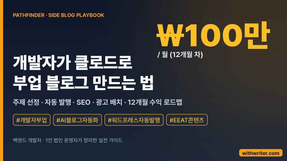 개발자가 클로드로 부업 블로그 만드는 법 — 월 100만 원까지의 12개월 로드맵
