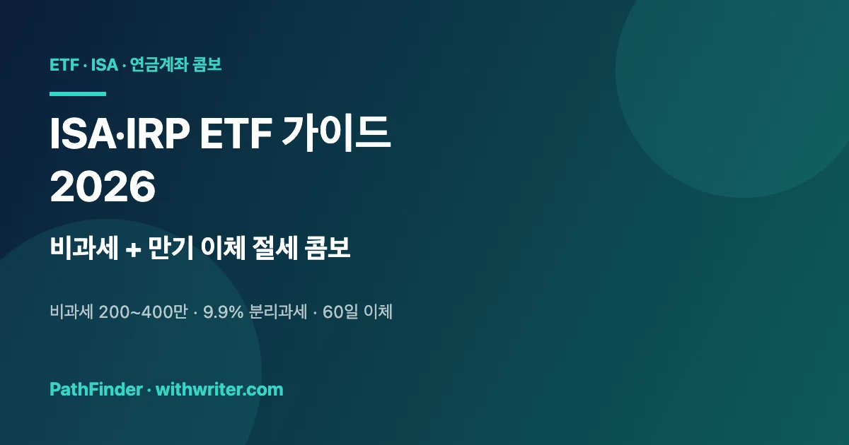 ISA·IRP ETF 가이드 2026 — 비과세 한도·만기 이체·미국 ETF 활용
