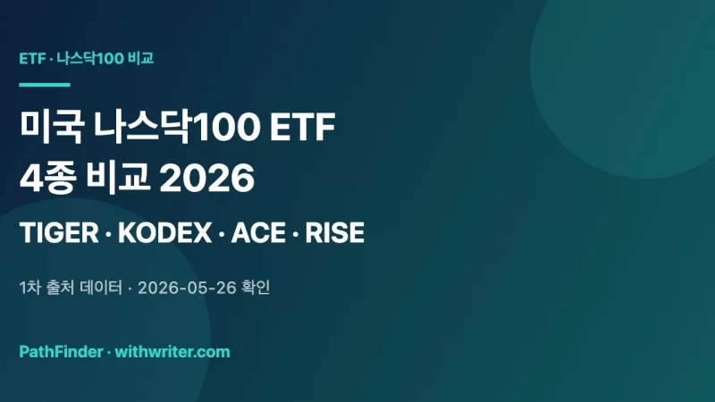 미국 나스닥100 ETF 4종 비교 2026 — TIGER·KODEX·ACE·RISE 데이터로 정리