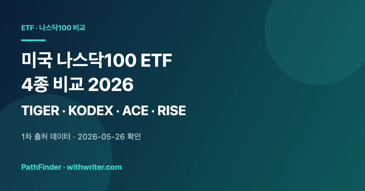 미국 나스닥100 ETF 4종 비교 2026 — TIGER·KODEX·ACE·RISE 데이터로 정리